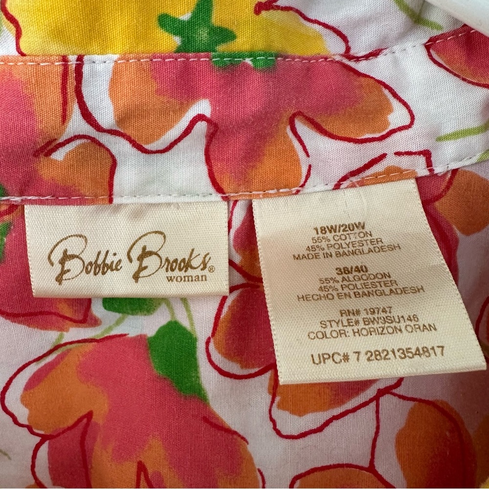 VTG 90s Bobbie Brooks Floral Button-Up Top Sz 18W/20W Short Sleeve - Picture 3 of 7